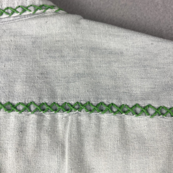 Vintage Kmart Shirt Mens Large Blue Button Up Embroidery Long Sleeve Upcycled - Picture 16 of 16